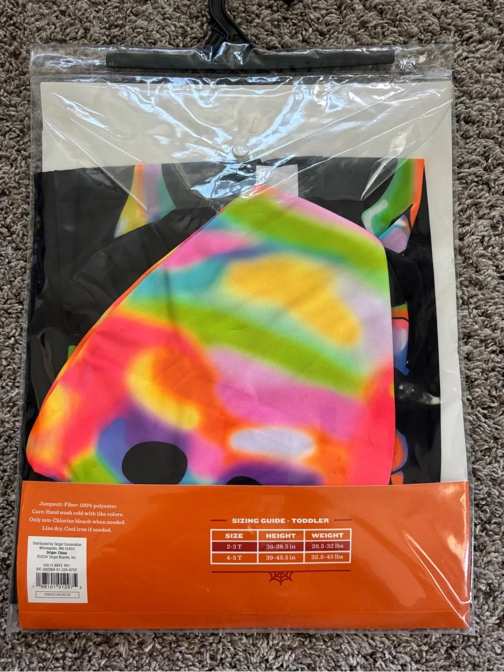 Hyde & EEK Boutique Color Melt Skeleton Toddler Costume 2T-3T Glows Under Blackl